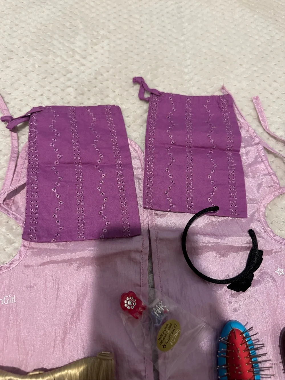 Authentic American Girl Doll Hair Care Salon Capes Brushes Clips Extension Lot
